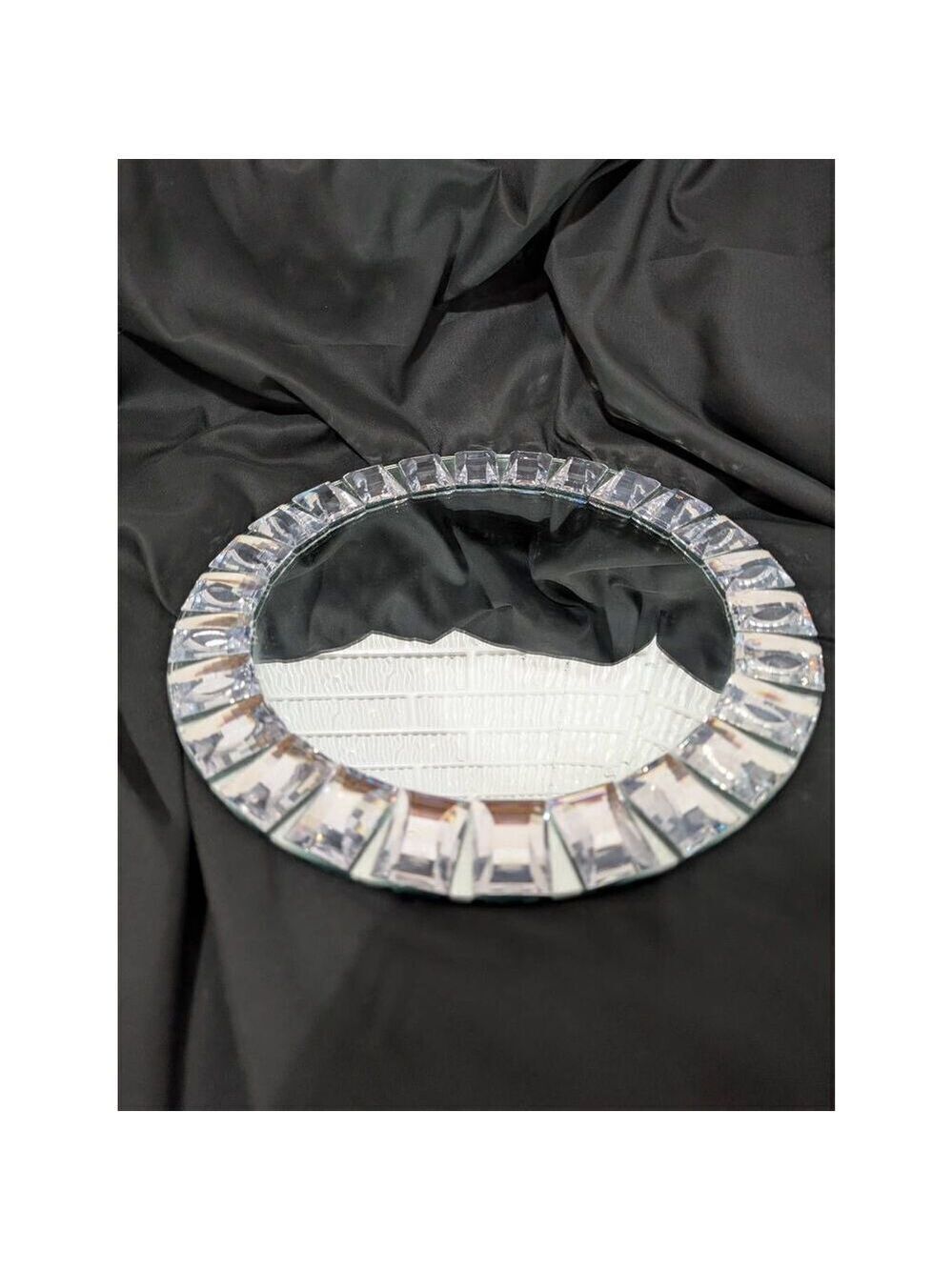 Pier 1 Round Mirror Vanity Tray 14' Diameter Retro Glam